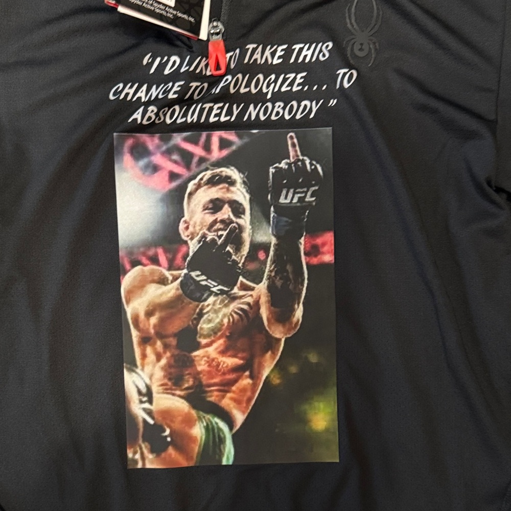 Custom Designed “Connor McGregor” Black Graphic Spyder Quarter-Zip Pullover-NWT - Picture 5 of 5